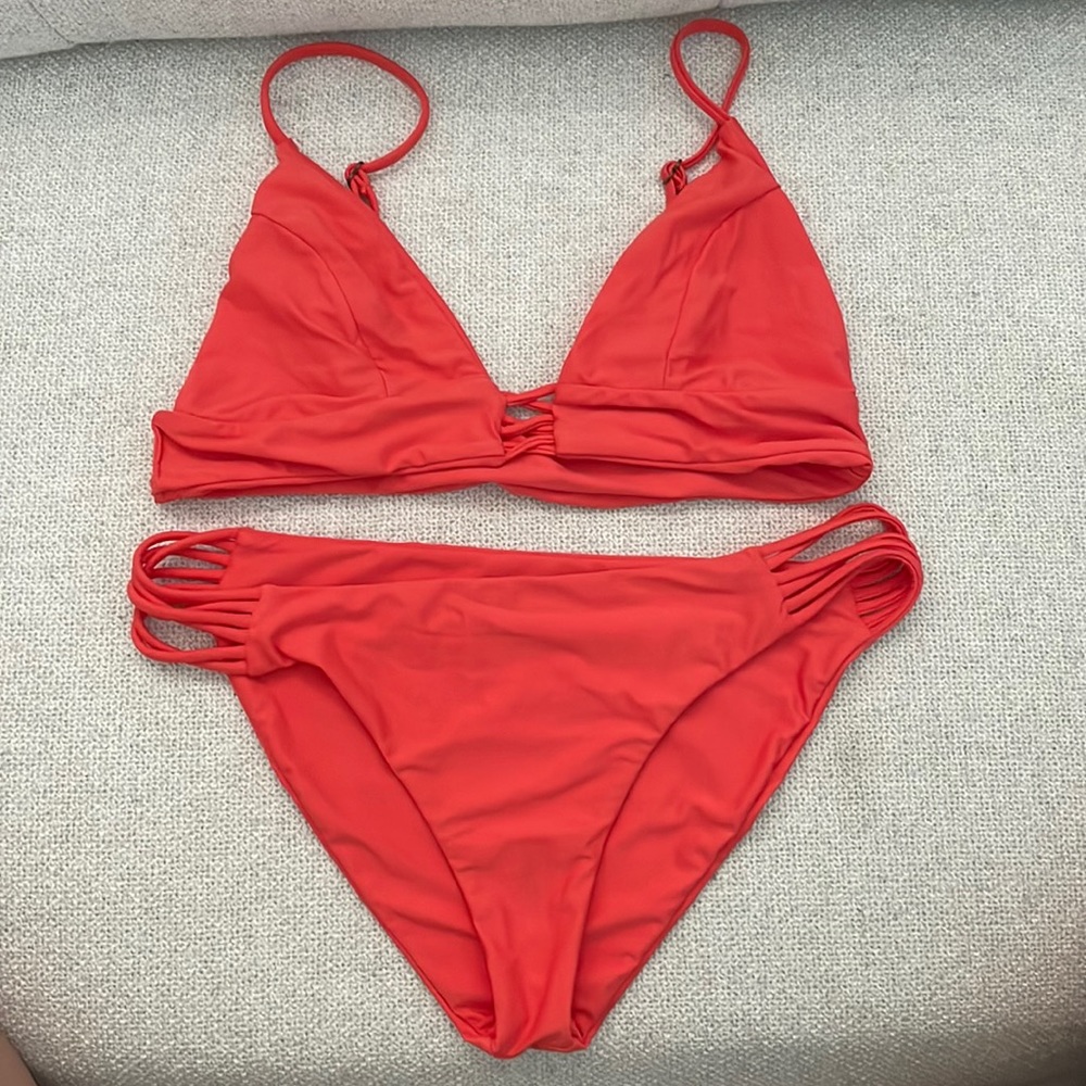 Cute and Preppy Orange Bikini Set